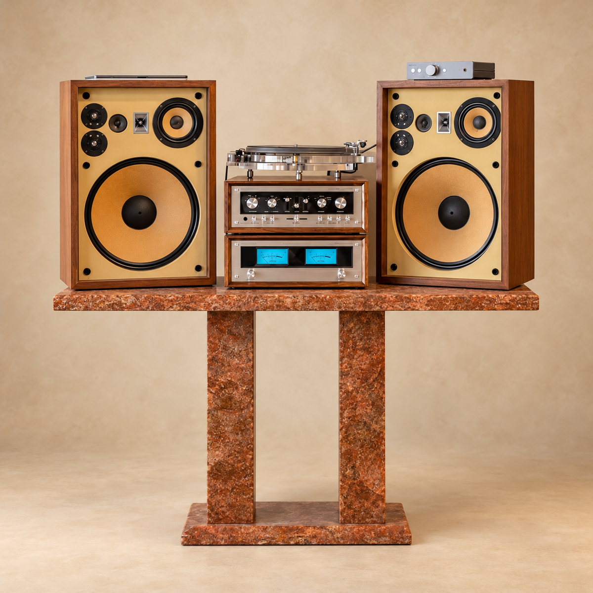 Vintage Marantz Tuner and Power amp with Rare Yellow Vintage AKAI